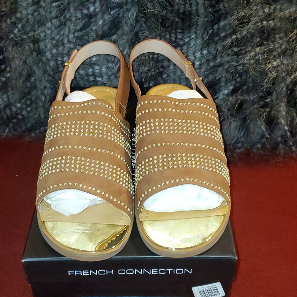 French Connection Suede & Gold Sandals